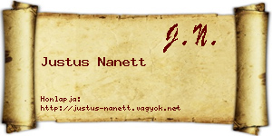 Justus Nanett névjegykártya